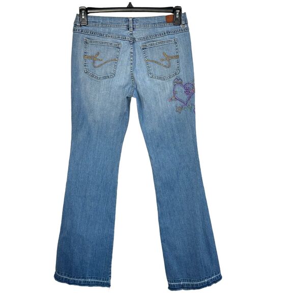 Tommy Jeans Jrs SZ 9 Flare Floral Embroidered Stretch Pocket Zip-Fly Frayed Hems - Picture 4 of 11